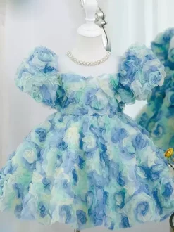 Wedding Flower Girl Dresses Special Occasion Dresses Pink Short Sleeves Ruffles