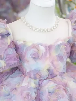 Wedding Flower Girl Dresses Special Occasion Dresses Pink Short Sleeves Ruffles