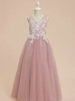 Wedding Flower Girl Dresses Special Occasion Dresses Pink Sleeveless Bows