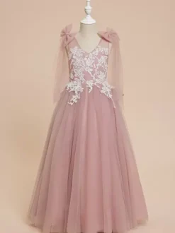 Wedding Flower Girl Dresses Special Occasion Dresses Pink Sleeveless Bows