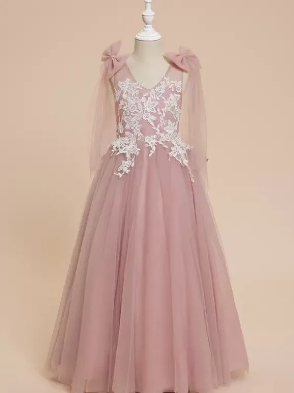Wedding Flower Girl Dresses Special Occasion Dresses Pink Sleeveless Bows
