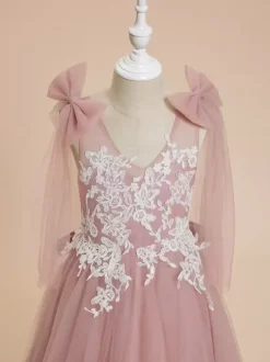 Wedding Flower Girl Dresses Special Occasion Dresses Pink Sleeveless Bows