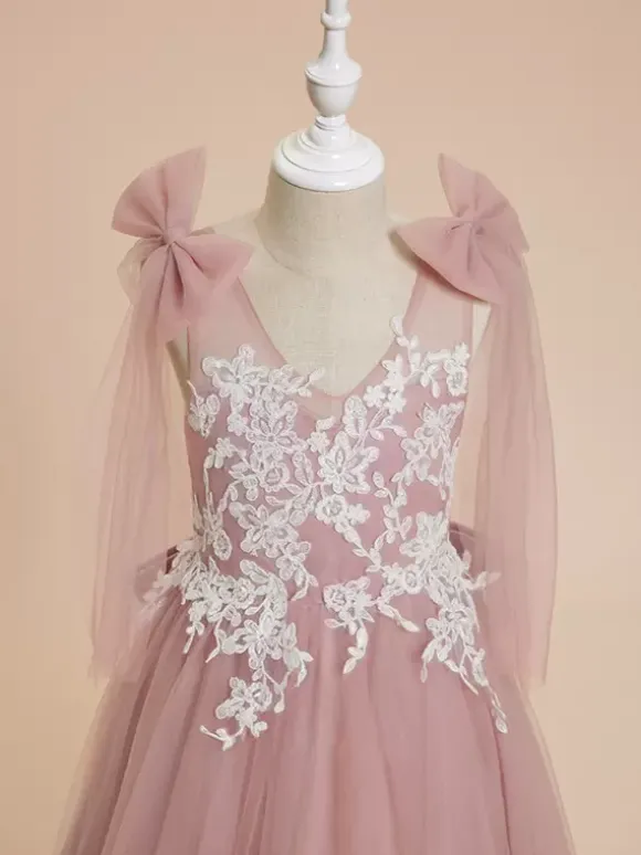 Wedding Flower Girl Dresses Special Occasion Dresses Pink Sleeveless Bows