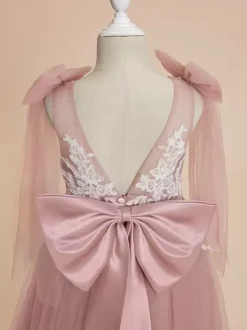 Wedding Flower Girl Dresses Special Occasion Dresses Pink Sleeveless Bows