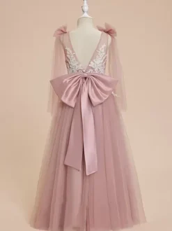 Wedding Flower Girl Dresses Special Occasion Dresses Pink Sleeveless Bows