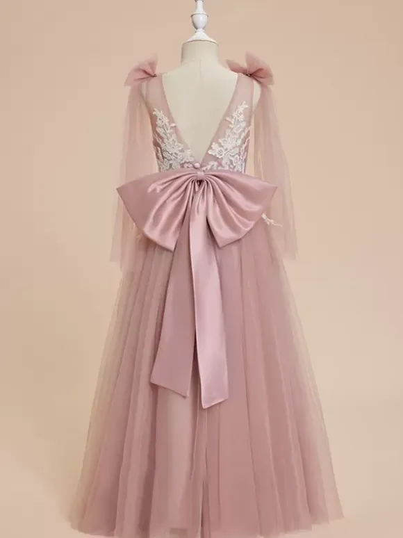 Wedding Flower Girl Dresses Special Occasion Dresses Pink Sleeveless Bows