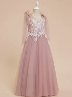 Wedding Flower Girl Dresses Special Occasion Dresses Pink Sleeveless Bows