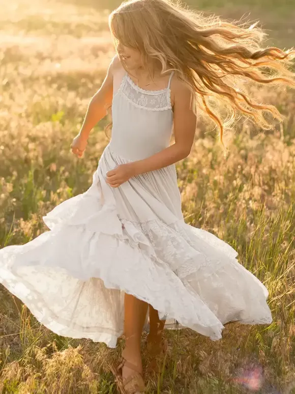 Wedding Flower Girl Dresses Special Occasion Dresses Ecru White Sleeveless Tiered