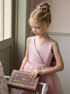 Wedding Flower Girl Dresses Special Occasion Dresses Pink Sleeveless Bows