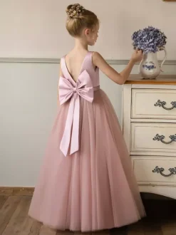 Wedding Flower Girl Dresses Special Occasion Dresses Pink Sleeveless Bows