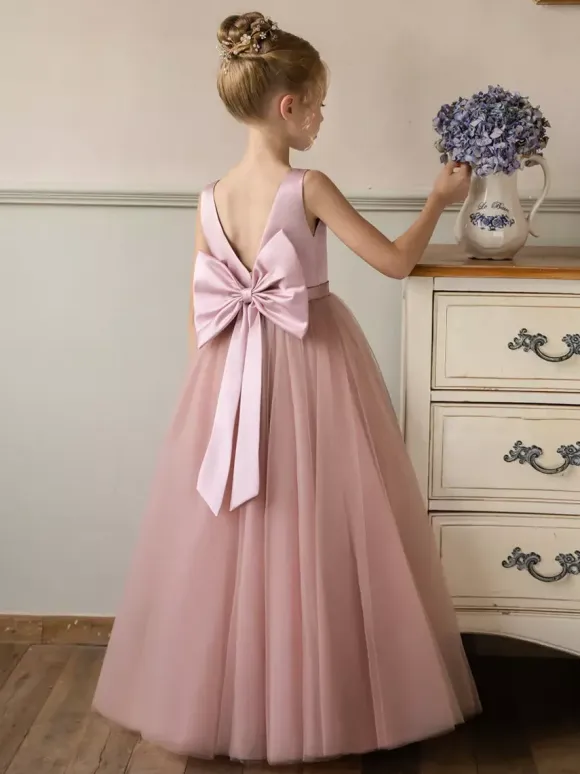 Wedding Flower Girl Dresses Special Occasion Dresses Pink Sleeveless Bows