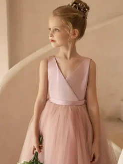Wedding Flower Girl Dresses Special Occasion Dresses Pink Sleeveless Bows