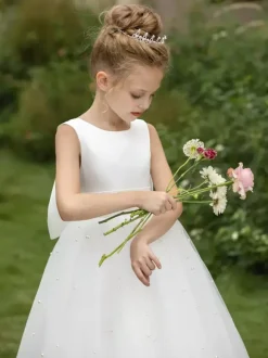 Wedding Flower Girl Dresses Special Occasion Dresses White Sleeveless Bows
