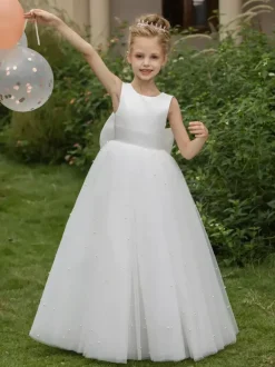 Wedding Flower Girl Dresses Special Occasion Dresses White Sleeveless Bows