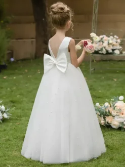 Wedding Flower Girl Dresses Special Occasion Dresses White Sleeveless Bows