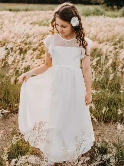 Wedding Flower Girl Dresses Special Occasion Dresses White Short Sleeves Bows