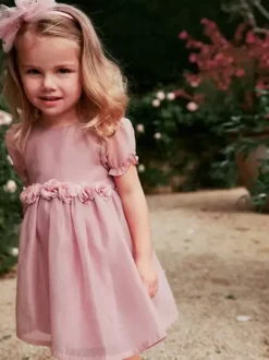 Wedding Flower Girl Dresses Special Occasion Dresses Soft Pink Short Sleeves Flowers