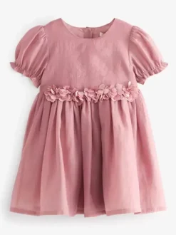 Wedding Flower Girl Dresses Special Occasion Dresses Soft Pink Short Sleeves Flowers