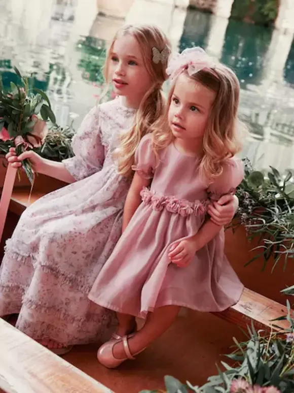 Wedding Flower Girl Dresses Special Occasion Dresses Soft Pink Short Sleeves Flowers