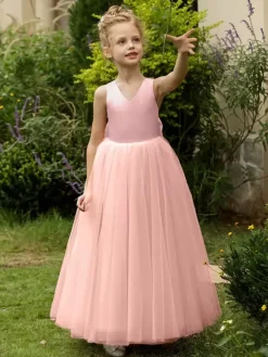 Wedding Flower Girl Dresses Special Occasion Dresses Blush Pink Sleeveless Bows