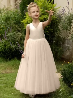 Wedding Flower Girl Dresses Special Occasion Dresses Blush Pink Sleeveless Bows
