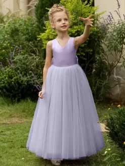 Wedding Flower Girl Dresses Special Occasion Dresses Blush Pink Sleeveless Bows