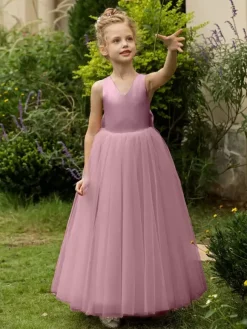 Wedding Flower Girl Dresses Special Occasion Dresses Blush Pink Sleeveless Bows