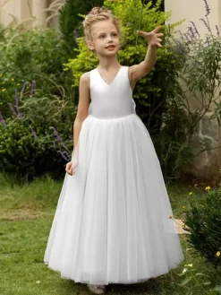 Wedding Flower Girl Dresses Special Occasion Dresses Blush Pink Sleeveless Bows
