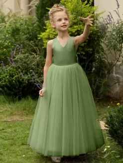 Wedding Flower Girl Dresses Special Occasion Dresses Blush Pink Sleeveless Bows