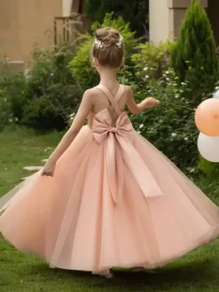 Wedding Flower Girl Dresses Special Occasion Dresses Blush Pink Sleeveless Bows