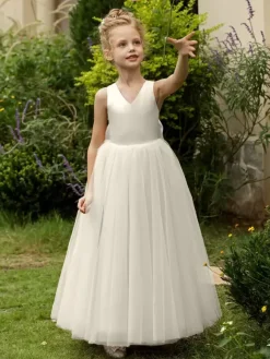 Wedding Flower Girl Dresses Special Occasion Dresses Blush Pink Sleeveless Bows
