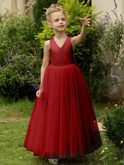 Wedding Flower Girl Dresses Special Occasion Dresses Blush Pink Sleeveless Bows