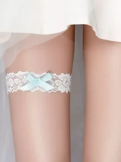 Wedding Garter White Lace Metal Details Wedding Garters