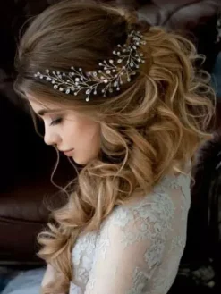 Wedding Gold Headband Crystal Headpieces Imitation Pearls Bridal Hair Accessories