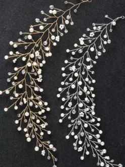 Wedding Gold Headband Crystal Headpieces Imitation Pearls Bridal Hair Accessories