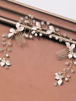 Wedding Headpiece Accessory Metal Pearl Light Blond Hair Accessories For Bride