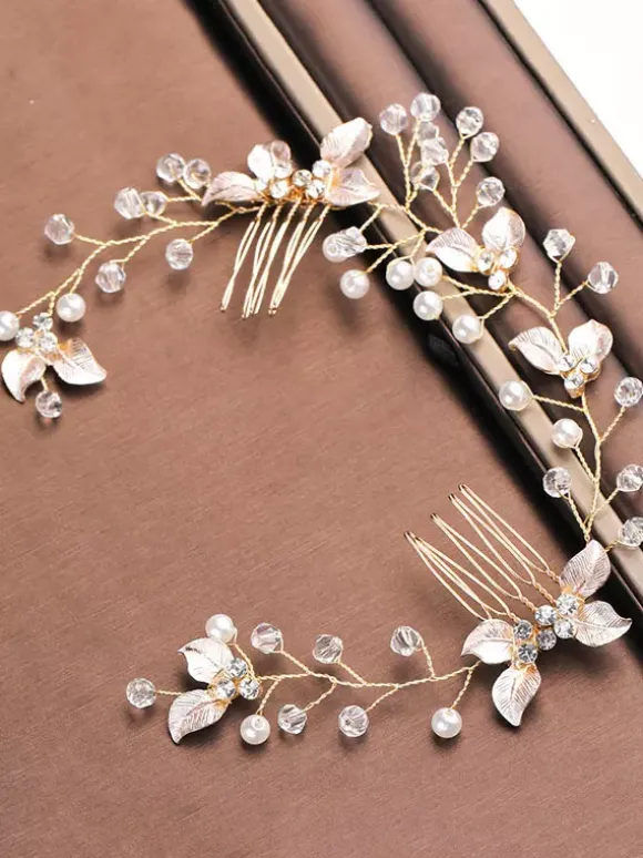 Wedding Headpiece Accessory Metal Pearl Light Blond Hair Accessories For Bride