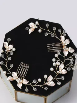 Wedding Headpiece Accessory Metal Pearl Light Blond Hair Accessories For Bride