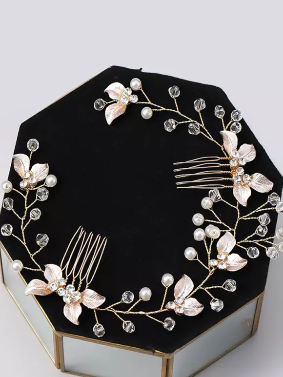 Wedding Headpiece Accessory Metal Pearl Light Blond Hair Accessories For Bride