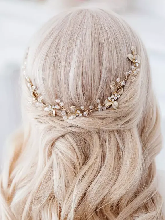 Wedding Headpiece Accessory Metal Pearl Light Blond Hair Accessories For Bride