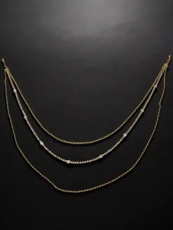 Wedding Necklaces Gold Silver Round Brilliant Multi-Chain Chain Rhinestone 16 Inches & Under Wedding Necklace