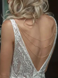 Wedding Necklaces Gold Silver Round Brilliant Multi-Chain Chain Rhinestone 16 Inches & Under Wedding Necklace