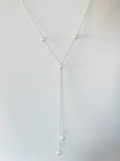 Wedding Necklaces Silver Silver Round Brilliant Multi-Chain Chain Imitation Pearl 16 Inches & Under Wedding Necklace