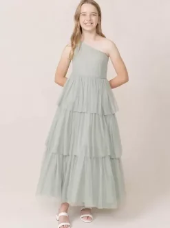 Wedding Party Dresses Beautiful Kids Social Party Dress Wedding Wedding Flower Girl Dress Flower Girl Dresses Sleeveless Tiered Light Gray