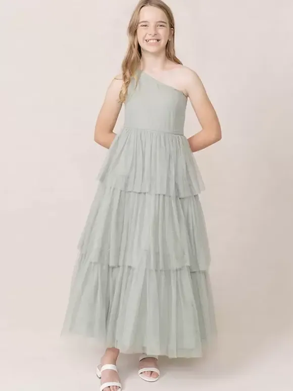 Wedding Party Dresses Beautiful Kids Social Party Dress Wedding Wedding Flower Girl Dress Flower Girl Dresses Sleeveless Tiered Light Gray