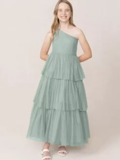 Wedding Party Dresses Beautiful Kids Social Party Dress Wedding Wedding Flower Girl Dress Flower Girl Dresses Sleeveless Tiered Light Gray
