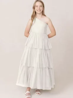 Wedding Party Dresses Beautiful Kids Social Party Dress Wedding Wedding Flower Girl Dress Flower Girl Dresses Sleeveless Tiered Light Gray