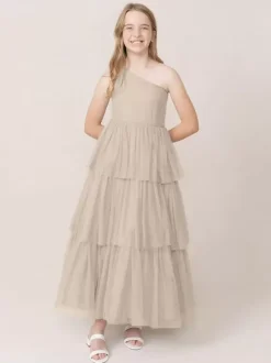 Wedding Party Dresses Beautiful Kids Social Party Dress Wedding Wedding Flower Girl Dress Flower Girl Dresses Sleeveless Tiered Light Gray