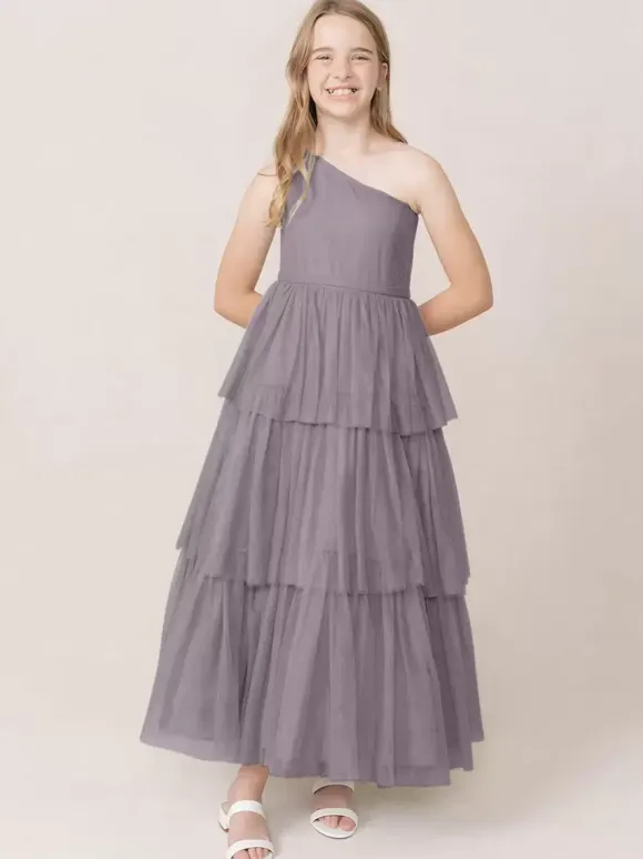 Wedding Party Dresses Beautiful Kids Social Party Dress Wedding Wedding Flower Girl Dress Flower Girl Dresses Sleeveless Tiered Light Gray