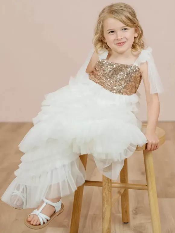 Wedding Party Dresses Princess Kids Social Party Dress Wedding Wedding Flower Girl Dress Flower Girl Dresses Sleeveless Tiered Bows Pink